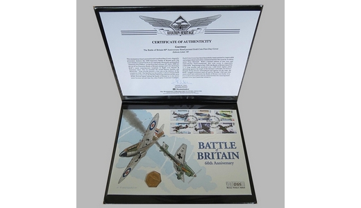 2000 Battle of Britain 60th Anniversary 22ct Gold 50p Coin Cover - Guernsey First Day Cover