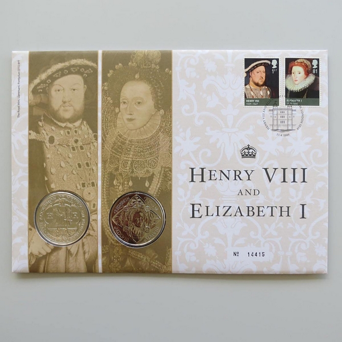 2009 Henry VIII and Elizabeth I 5 Pounds Coin Cover - Royal Mail First Day Cover