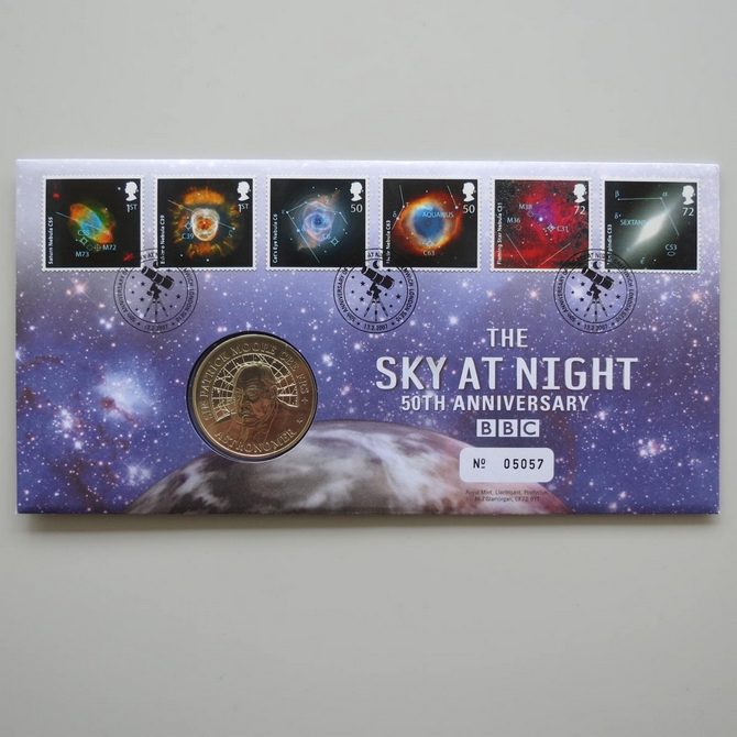 2007 The BBC Sky At Night 50th Anniversary Medal Cover - Royal Mail First Day Cover