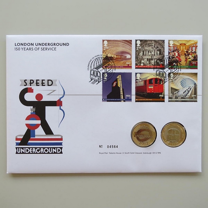 2013 London Underground 150 Years of Service Twin 2 Pounds Coin Cover - Royal Mail First Day Cover