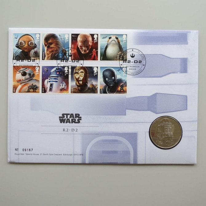 2017 Star Wars R2-D2 Medal Cover - Royal Mail UK First Day Covers