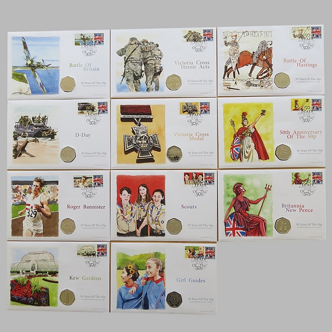 2019 50 Years of The 50p Pence Coin Cover Collection - First Day Covers by Westminster