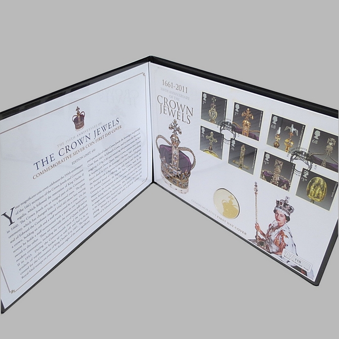2011 Crown Jewels 350th Anniversary Silver 5 Pounds Coin Cover - First Day Cover by Westminster