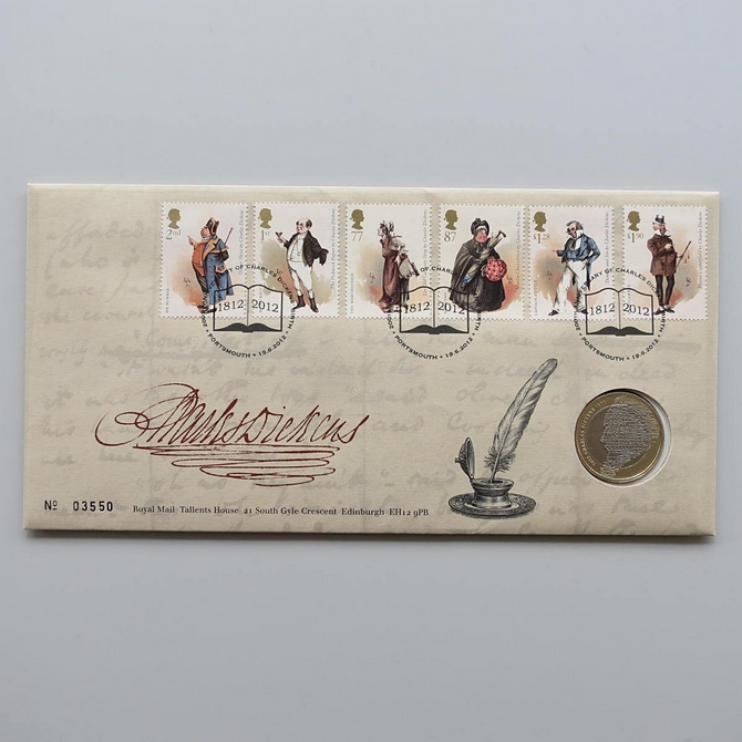 2012 Charles Dickens 200th Anniversary of Birth 2 Pounds Coin Cover - Royal Mail First Day Cover