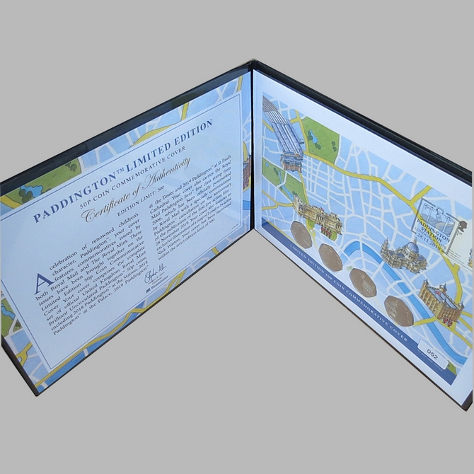 2019 Paddington Bear London Map 50p Pence x4 Coin Cover - First Day Cover by Westminster