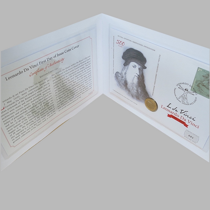 2019 Leonardo Da Vinci 500th Anniversary 1 Euro Coin Cover - First Day Covers Westminster