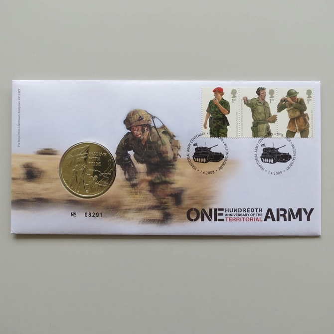 2008 The Territorial Army 100th Anniversary Medal Cover - Royal Mail First Day Cover
