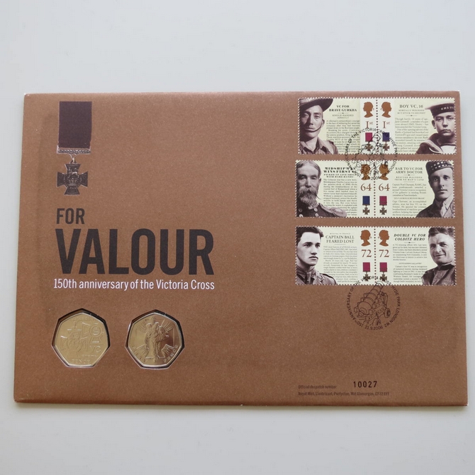 2006 For Valour 150th Anniversary of Victoria Cross 2x 50p Pence Coin Cover - UK First Day Cover