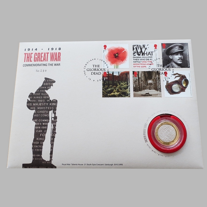 2018 The Great War Silver Proof 2 Pounds Coin Cover - UK Royal Mint First Day Cover