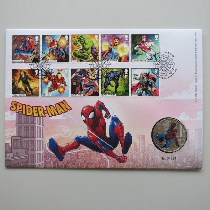 2019 Marvel Spider-Man Medal Cover - Royal Mail UK PNC First Day Covers