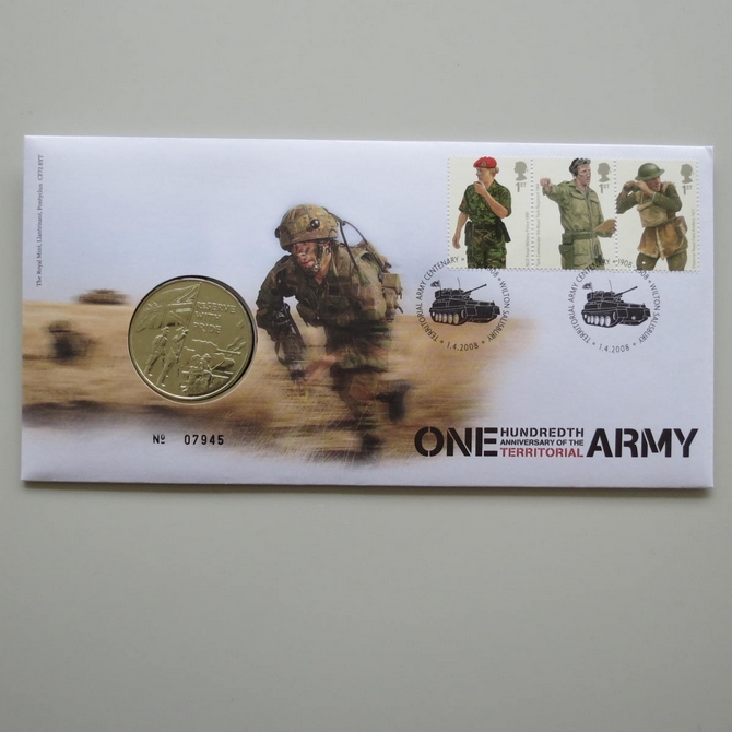 2008 The Territorial Army 100th Anniversary Medal Cover - Royal Mail First Day Cover