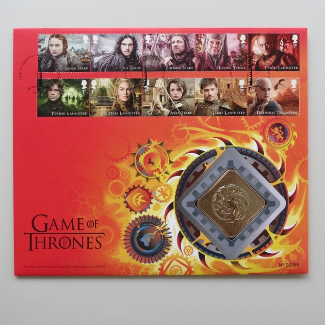 2018 Game of Thrones `Fire & Blood` Medal Cover - Royal Mail First Day Cover