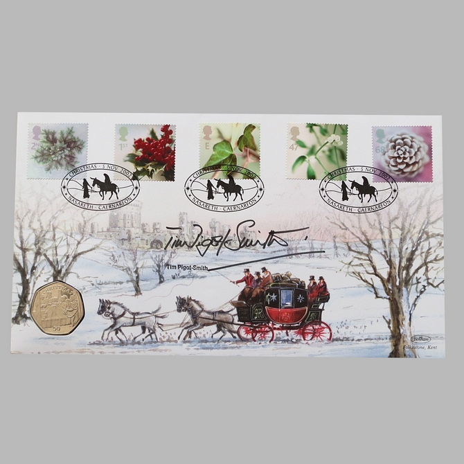 2002 Scrooge Christmas Carol 50p Pence Coin Cover - Benham First Day Cover Signed