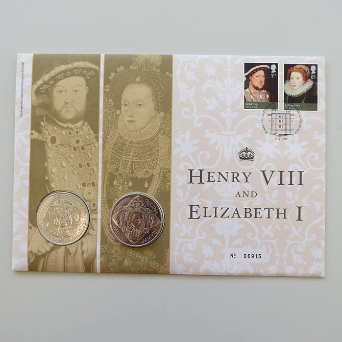 2009 Henry VIII and Elizabeth I 5 Pounds Coin Cover - Royal Mail First Day Cover