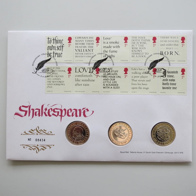 2016 Shakespeare 400th Anniversary 3x 2 Pounds Coin Cover - Royal Mail First Day Cover