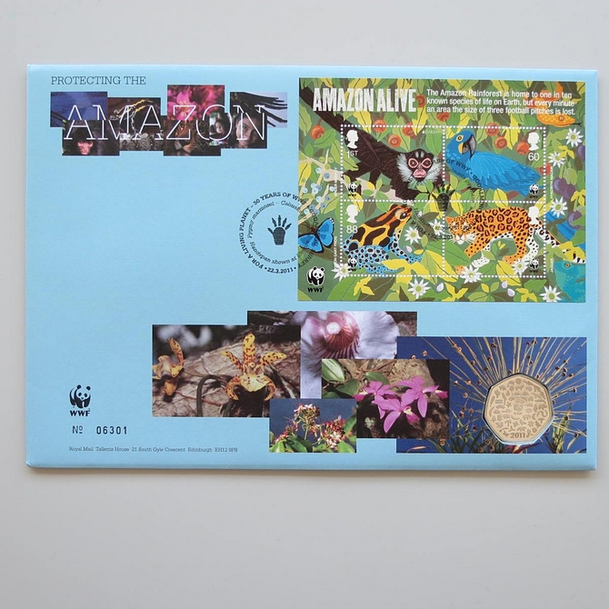 2011 WWF 50th Anniversary 50p Pence Coin Cover - Royal Mail First Day Cover