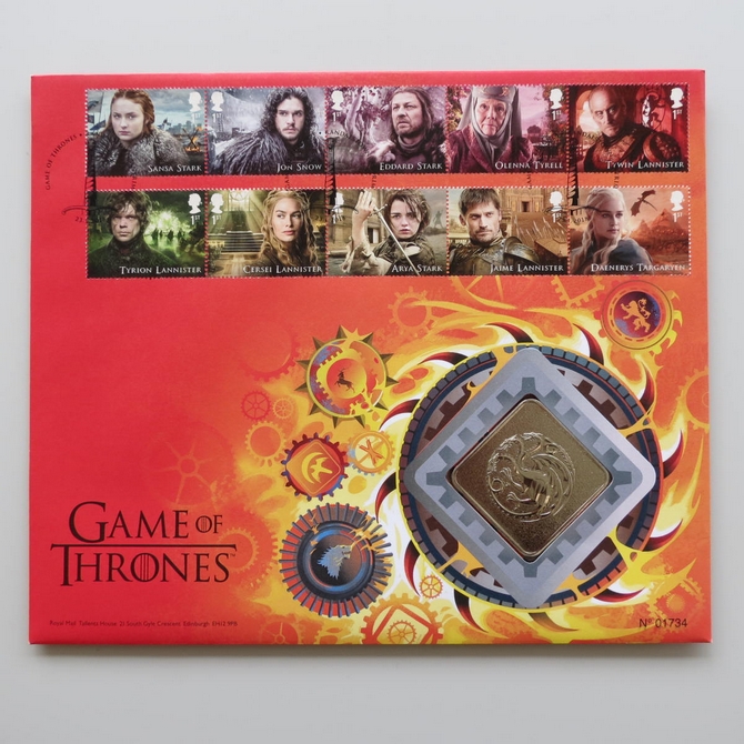 2018 Game of Thrones `Fire & Blood` Medal Cover - Royal Mail First Day Cover