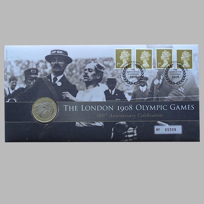2008 The London 1908 Olympic Games 100th Anniversary 2 Pounds Coin Cover - Royal Mail First Day Cover