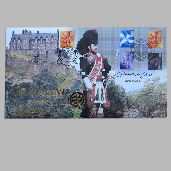 1999 Scotland National Portrait 1 Pound Coin Cover - Benham First Day Cover Signed