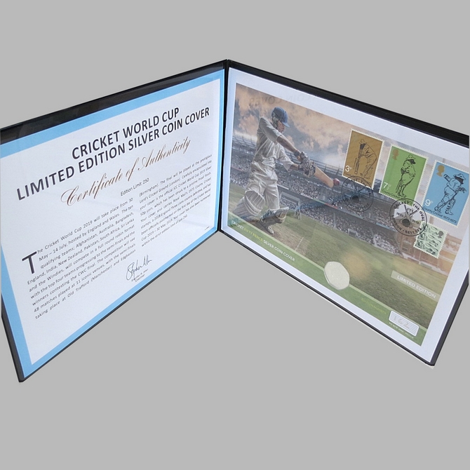 2019 Cricket World Cup Silver Proof 50p Pence Coin Cover - First Day Cover by Westminster