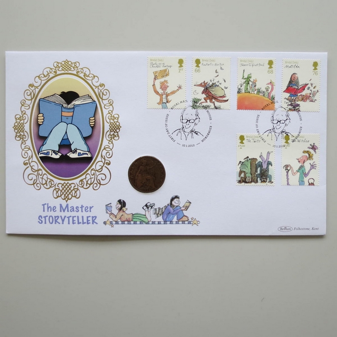 2012 Roald Dahl The Master Story Teller Half Penny Coin Cover - Benham First Day Cover