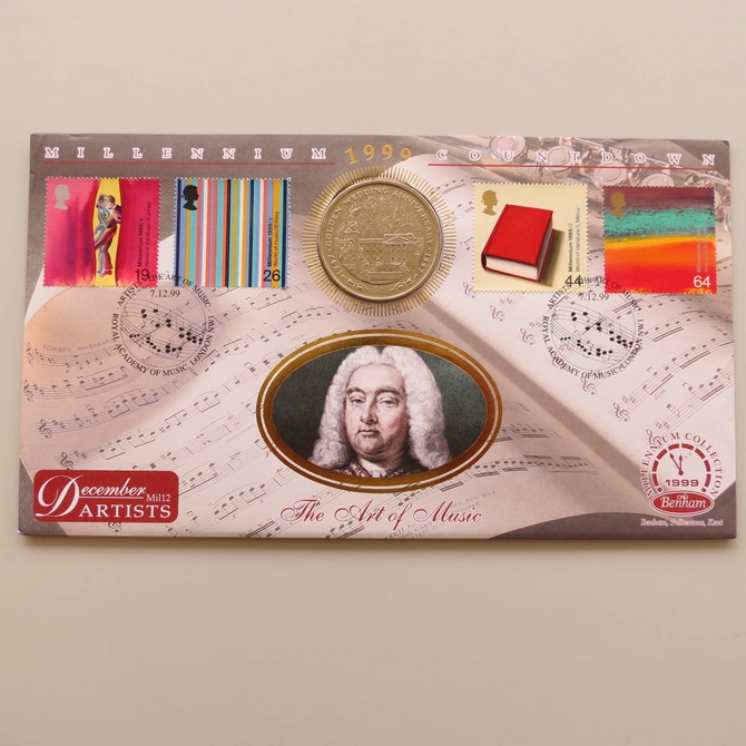 1999 Millennium Countdown Artists 1 Dollar Coin Cover - Benham First Day Cover