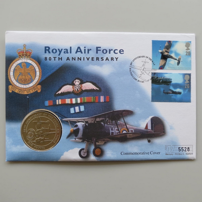 1998 Royal Air Force 80th Anniversary 5 Pounds Coin Cover - UK PNC First Day Covers