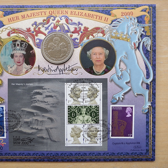 2000 The Stamp Show 2000 Queen Elizabeth II 1 Crown Coin Cover - Benham ...