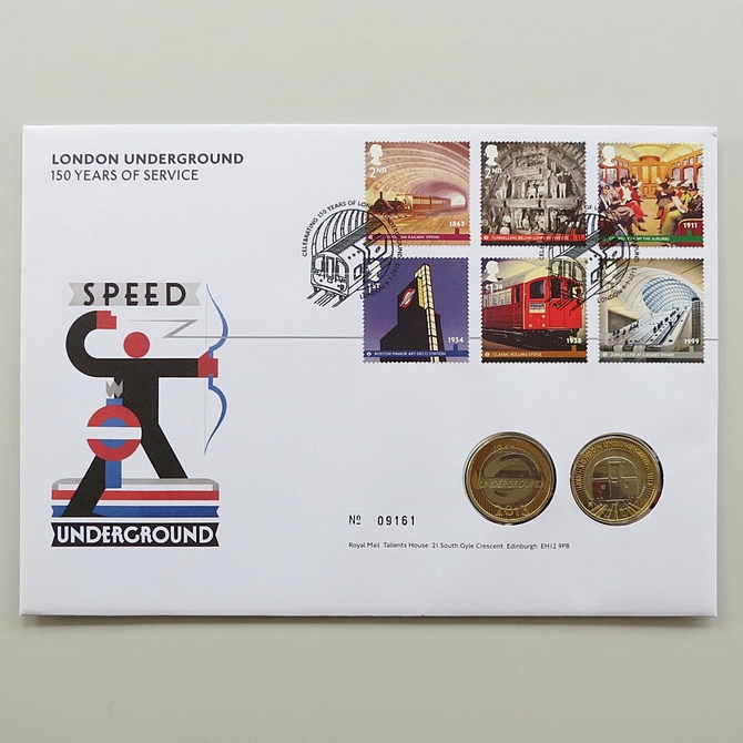 2013 London Underground 150 Years of Service Twin 2 Pounds Coin Cover - Royal Mail First Day Cover