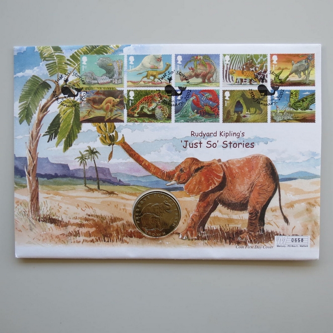 2002 Rudyard Kipling's Just So Stories Gibraltar 1 Crown Coin Cover - UK PNC First Day Covers