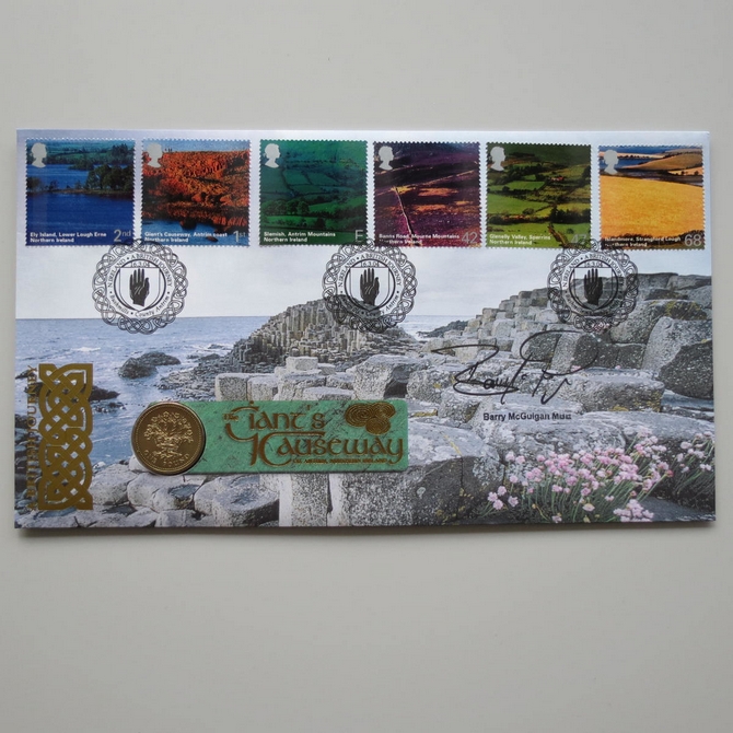 2004 The Giant's Causeway 1 Pound Coin Cover - Benham First Day Cover Signed