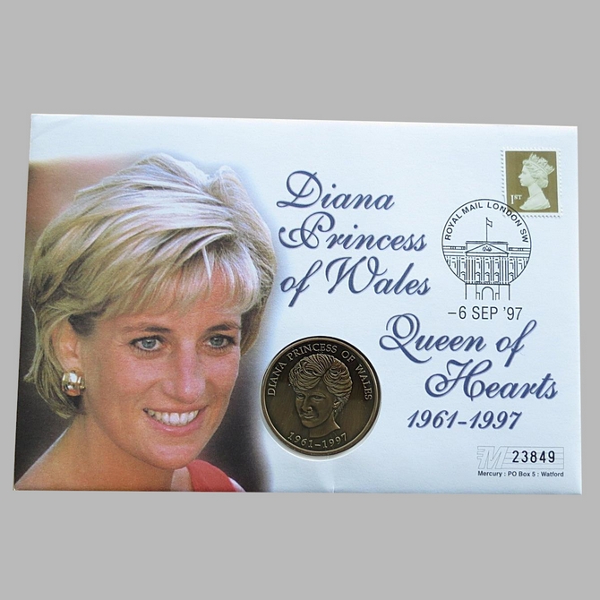 1997 Diana Princess of Wales Queen of Hearts Medal Cover - Mercury