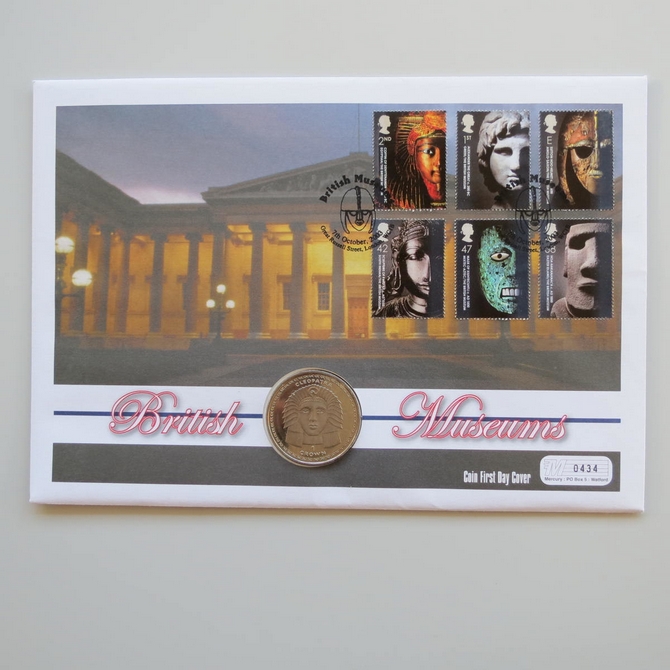 2003 British Museum Gibraltar 1 Crown Coin Cover - UK PNC First Day Covers