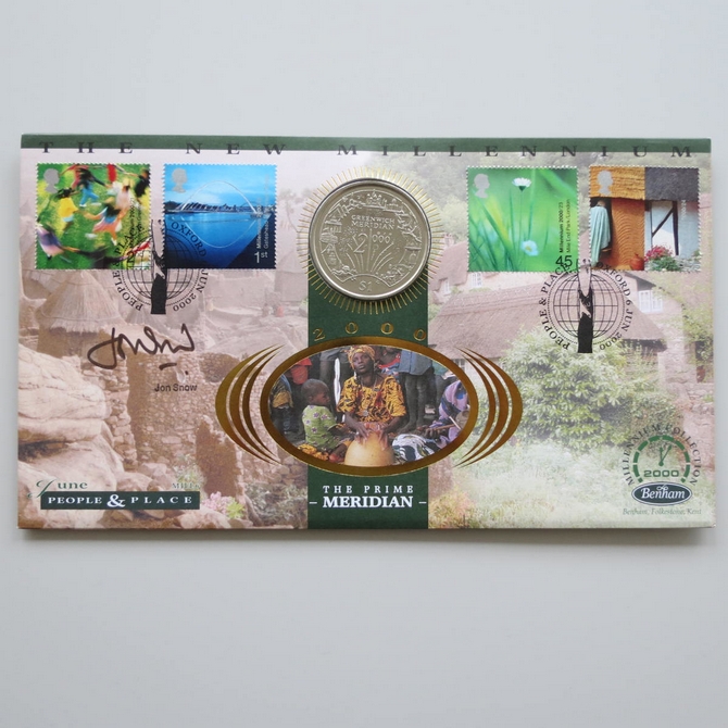 2000 The New Millennium People & Place 1 Dollar Coin Cover - Benham First Day Cover Signed