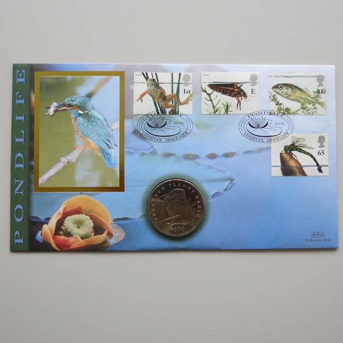 2001 Pondlife Bosnia D500 Coin Cover - Benham First Day Cover