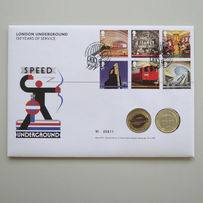 2013 London Underground 150 Years of Service Twin 2 Pounds Coin Cover - Royal Mail First Day Cover