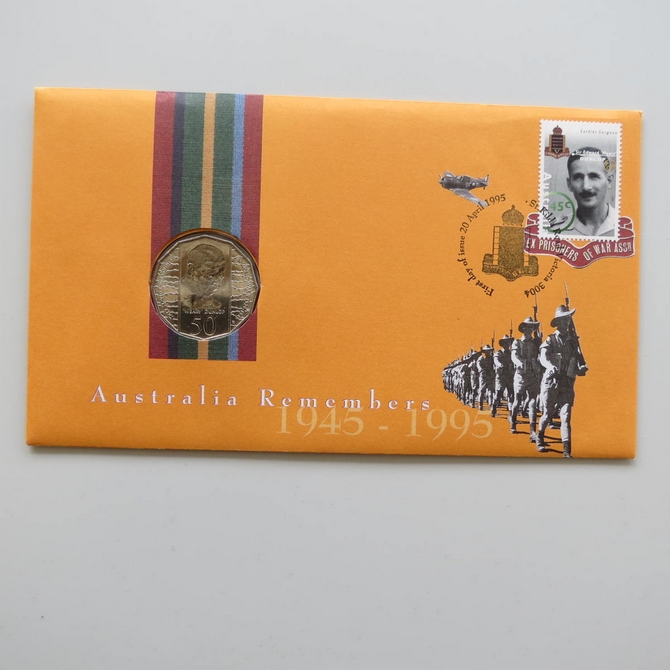  1995 Australia Remembers 50th Anniversary End of WWII 50c Cents Coin Cover - First Day Cover