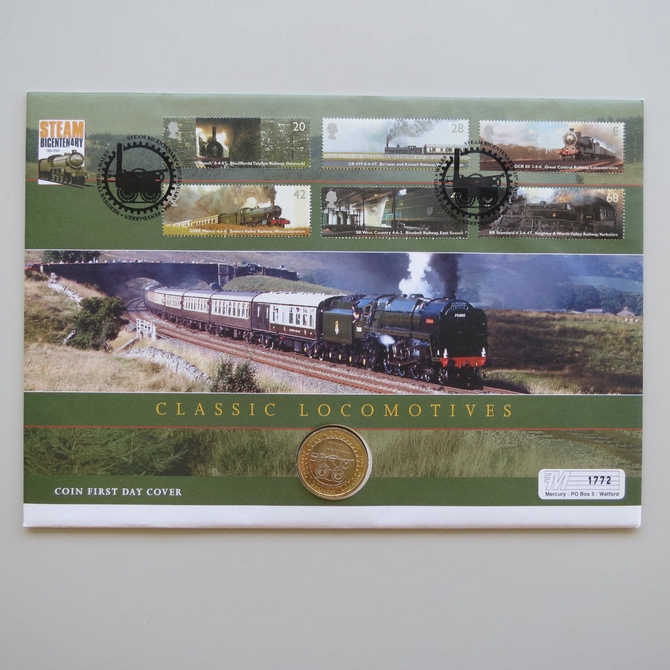 2004 Classic Locomotives Steam Bicentenary 2 Pounds Coin Cover - UK PNC First Day Covers