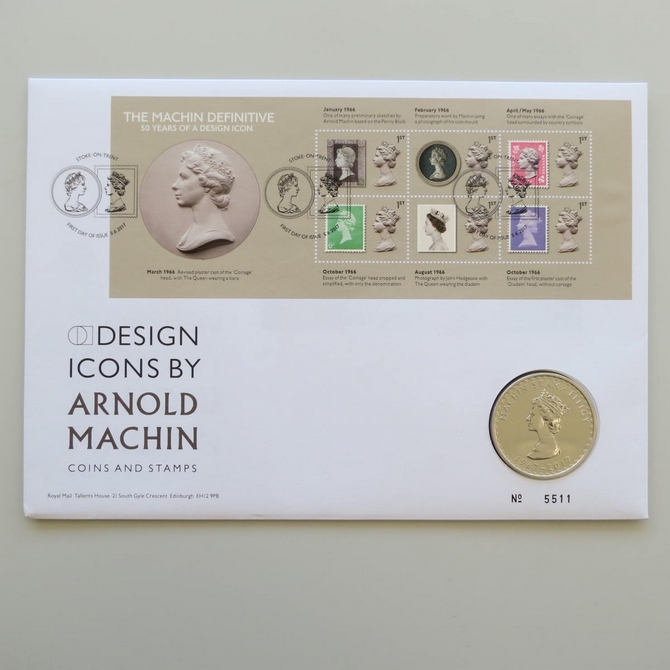 2017 Design Icons by Arnold Machin Medal Cover - Royal Mail First Day Cover