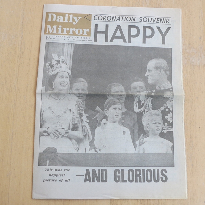 1953 Vintage Daily Mirror Newspaper Queen Elizabeth II Coronation