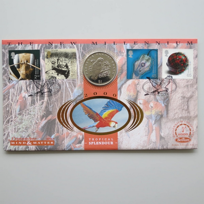 2000 The New Millennium Mind & Matter 1 Dollar Coin Cover - Benham First Day Cover