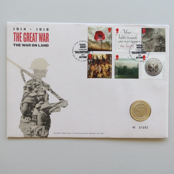 2016 The Great War Centenary 2 Pounds Coin Cover - The War On Land - Royal Mail PNC First Day Covers