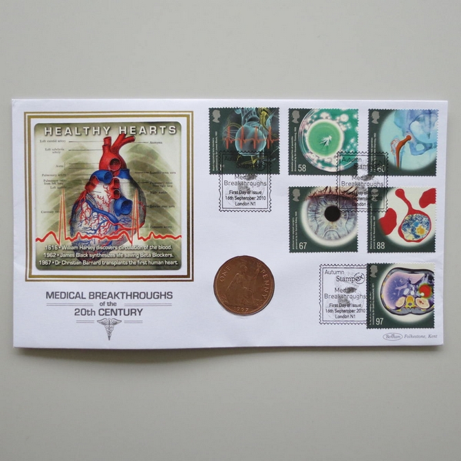 2010 Medical Breakthroughs of the 20th Century Penny Coin Cover - Benham First Day Cover