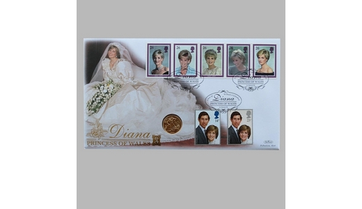 1998 Diana Princess of Wales 1981 Gold Sovereign Coin Cover - Benham Covers