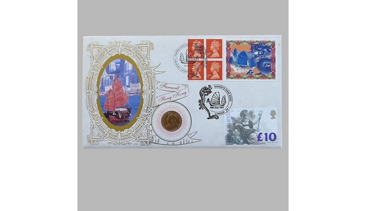 1997 Farewell Hong Kong 1898 Gold Sovereign Coin Cover - Benham Covers