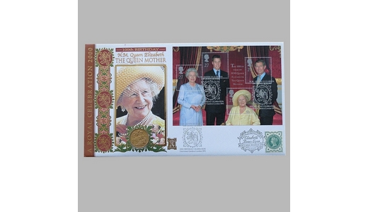 2000 Queen Mother 100th Birthday 1900 Gold Sovereign Coin Cover - Benham Covers