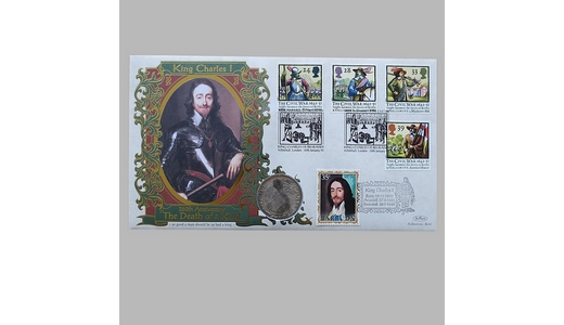 1999 King Charles I 350th Anniversary Silver Shilling Coin Cover - Benham First Day Cover