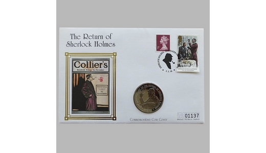 1995 Sherlock Holmes Six Napoleans 1 Crown Coin Cover  - First Day Covers by Mercury