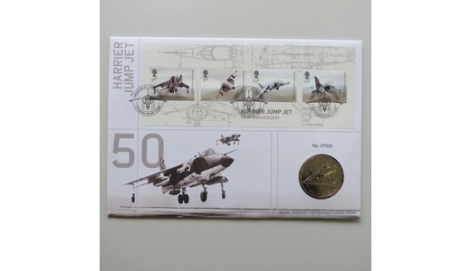 2019 Harrier Jump Jet 50th Anniversary Medal Cover - Royal Mail First Day Covers