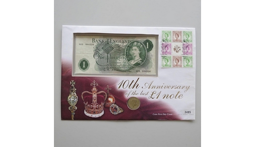 1998 Last One Pound Banknote 10th Anniversary 1 Pound Coin Cover - UK First Day Cover